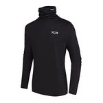 TCA Boys' Warm Up Long Sleeve Training Workout Funnel Neck Thermal Running Top with Thumbholes - Black Stealth,12-14 Years