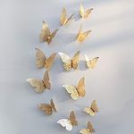 Xtore® 12pcs 3D Home Decor Butterfly with Sticking Pad (Shimmer Golden, Set of 12)