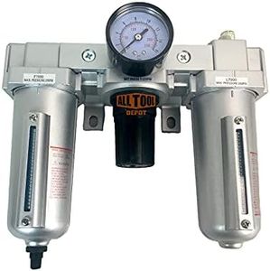 3/4" NPT HEAVY DUTY Compressed Air In Line Filter Regulator Lubricator Oiler Combo, Metal Bowl, 5 Micron Element, Adjustable From 7 to 175 PSI (AUTO DRAIN)