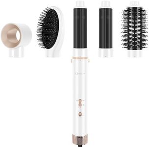 IG INGLAM MegaAIR Styler, 5 in-1 Professional Interchange Hair Dryer Brush 110,000 RPM Brushless BLDC Motor Ionic Hot Air Brush Volumizing and Shape, White