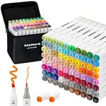 AnyMark Alcohol Markers, 80 Colors Alcohol Markers Set, Dual Tips Alcohol-Based Art Markers for Kids Adult Artists Drawing Coloring Sketch, Chisel & Fine Tips