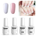 Vishine Gel Polish French Manicure Kit Top Base Coat Color Nail Polish Gel White Pink Pedicure