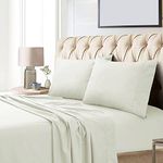 Tribeca Living Egyptian Cotton Sateen 800 Thread Count Hemstitched Deep Pocket Sheet Set, King, Ivory