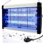 Fly Zapper Electric Indoor, 3500V High-Voltage Insect Killer with 20W UV Light (365nm), Powerful Mosquito & Fly Zapper with Washable Tray & Hanging Chain, Safe Quiet Operation, UK Plug
