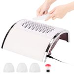 Biutee Nail Dust Collector Professional with 3 Reusable Dust Collecting Bags and a Brush, 80W Power Manicure for Dust Collector Nail Salon, Acrylic Nails Removal