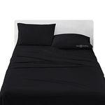 HKS BEDDING 1000 Thread Count Luxury Soft and Comfy Egyptian Cotton 1 Flat Bedsheet and 2 Pillowcase Double Size Black Solid | 3 PC Flat Bedsheet