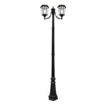 GAMA SONIC Outdoor Solar Lamp Post Light Kit, Double Black Cast Aluminum 19th Century Inspired Lamp with Light Pole, Warm White Light 2700K 94B002