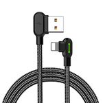 Mcdodo® LED 90 Degree Lightning cable to USB Fast Charging Cable data cable 2A Zinc Alloy Nylon Anti-Bending Anti-Fracture Compatible iPhone X 8 7 6 Plus iPad iPod（1.8m）