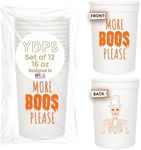 More Boos Please Halloween Party Cups For Adults - Set of 12 Happy Halloween Cups For Adults 16oz, Perfect Halloween Plastic Cups, Halloween Favors, Plastic Halloween Cups For Party