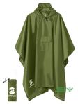 SaphiRose Multifunctional Mens Womens Rain Poncho Waterproof Outdoor Raincoat Jacket Adults (Army Green)