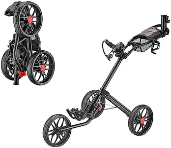 caddytek 3 Wheel Golf Push Cart - Deluxe Quad-Fold Compact Push & Pull Folding Caddy Trolley - Caddylite 15.3 V2,Black