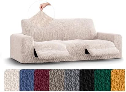 PAULATO BY GA.I.CO. Recliner Sofa Cover - Reclining Couch Slipcover - Soft Polyester Fabric Slipcover - 1-Piece Form Fit Stretch Furniture Protector - Velvet Collection - Ivory (Recliner Sofa)