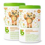 Babyganics Alcohol Free Hand Sanitizer Wipes, Mandarin, 100 Count Canister (Pack of 2), Standard