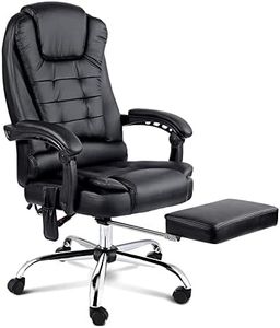 Artiss Massage Office Chair PU Leather with 8 Points Vibration and Heat, Ergonomic Executive Chairs Big and Tall Reclining Height Adjustable Gaming Chair Swivel