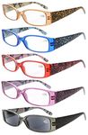 Eyekepper 5 Pairs Tiger Pattern Design Reading Glasses for Women Reading Inlcude Reader Sunglasses +1.50 Reading Eyeglasses