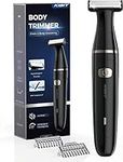 Kibiy Body Hair Trimmer for Men, Groin Trimmer, Ball Trimmer Men, Rechargeable Pubic Hair Trimmer for Men, IPX7 Waterproof Mens Hair Trimmer, Wet/Dry Electric Razor, 2 Trimming Combs(Black)