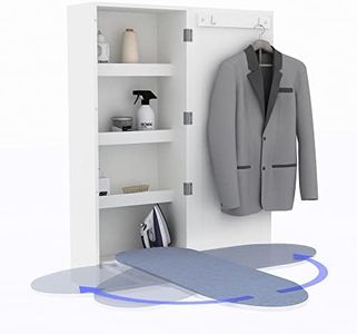 Organizedlife Wall Mount Ironing Board Cabinet,Built in Swivel Ironing Board Foldable with Storage,Wall Hanging with Mirror,White