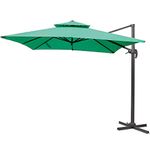 2.5 m Square Cantilever Parasol with Sun Shade Garden Outdoor Heavy Duty Patio Umbrella Shelter (Green)