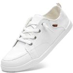 STQ White Slip on Sneakers Women Low Top Canvas Loafers Slip on Tennis Shoes with Arch Support for Nursing White 7.5