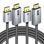 4K DisplayPort to HDMI Cable WARRKY 6FT 2-Pack (2K 60Hz, 1080P 120Hz), [Aluminum Shell, Nylon Braided] Uni-Directional Display Port (DP) to HDMI Cord Compatible with Nvidia, AMD, GPU, Dell -Passive