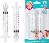 Baby Nasal Aspirator, 10ml Syringe Nasal Irrigator, Reusable Silicone Nasal Suction Tip, Nasal Syringe for Baby, Nose Cleaner Rinsing Device (2 Pack)