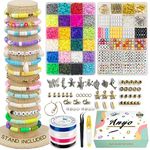 Anyo Bracelet Making Kit - Jewelry Making kit with Stand - 24Colors Polymer Clay Beads for Bracelet Making - 14 A-Z Cute Beads,Strings for Jewelry Making Kits Bracelets for Preppy Girls 6-12