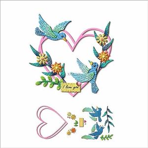 XMZZMX One Pair of Lovebirds Metal Cutting Dies for Card Making, Paper Embossing Die-Cuts Kit Storage Pockets Supplies, Scrapbooking Stencils