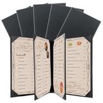 FLKQC Restaurant Menu Covers Holders 8.5" X 11" | Pack of 5 Menu Holder Covers Book Style with Angled Corners Black for Wine List (5, 6 View (8.5" x 11"))