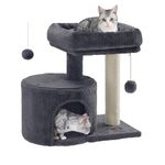 FEANDREA Cat Tree Tower with Sisal-Covered Scratching Posts, Smoky Grey UPCT50G