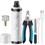 Dog Nail Grinder Kit - Complete with Nail Grinder and Trimmer. Ultra-Quiet and Rechargeable. Perfect for Nail Grooming of Small to Large Dogs and Cats. Features 2 speeds and 2 Grinding bits.