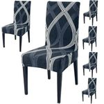 Styleys Elastic Chair Cover Stretch Removable Washable Short Dining Chair Cover Protector Seat Slipcover (Set of 6, Shadow Grey, SD-3162)