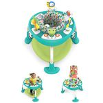 Bright Starts, Bounce Bounce Baby 2-in-1 Activity Seat Jumper and Standing Play Table - Playful Pond with 7 Interactive Toys, Adjustable Height, Storage Bag, 360° Rotation, Ages 6 Months +, Green