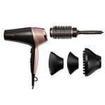 Remington Curl & Straight Confidence Hair Dryer (Create Curls, Waves & Straight Styles, 3 Styling Nozzles - Diffuser, Curling Nozzle, Smoothing Nozzle, 45mm Barrel Brush, Powerful, Ionic, 2200W) D5706