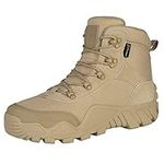 FREE SOLDIER Mens Military Boots mid-top Combat Tactical Boots Lace Up All Terrain Shoes for Hiking, Hunting, Working, Walking, Climbing(Tan,46EU)