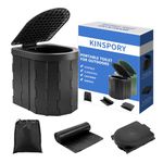 KINSPORY Portable Toilet, Outdoor Camping Toilet, Fishing Toilet, Campervan Toilet, Collapsible Toilet Bucket, Portable Loo, Camping Loo, Folded Away Flat WC (Black)