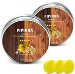 PIPIHUA Beeswax Polish for Wood, Multi-purpose Furniture Polish for Waterproofing & Protection, Natural Beeswax Traditional Wood Wax for All Wood Types and Colours, 2×100ml with 3 Sponges(Lemon)