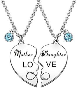 HULALA Mother Daughter Necklace Jewellery 2 PCS Puzzle Heart Matching Necklace Set Gifts For Mother's Day Birthday Christmas Presents, Stainless Steel