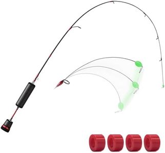 Piscifun ICE Focus Ice Fishing Rod, Titanium Spring Bobber Ice Fish Rod, 32" L, High Sensitive Ice Rod with 4PcsEco-Friendly Rubber Rings, Split PU Handle, Red
