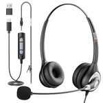 Computer Headset with Microphone, USB Headset with Microphone Noise Cancelling for Laptop and Pc, Wired Headset with 3.5mm/USB/USB C Jack, Comfortable for Gaming, Home Office, Online Class, Skype etc