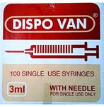 DISPO Van Syringes 3ML with Needle For single use only - Pack of 100