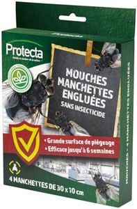 Protecta® Manchettes Engluées Anti-Mouches x4 – Piège sans Insecticide – Très Attractif– Discret et Efficace – Jusqu’à 6 semaines de Protection - Idéal pour Maison, Cuisine, Pièces Intérieures