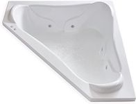 Carver Tubs - NW7272 - Modern Acrylic Fiberglass Whirlpool Tub Water Massage Two Person Bathtub, w/Heated 6 Jet - White Acrylic Corner Tub W/Headrest - Deep Relaxing Soak - 72"L x 72"W x 21"H