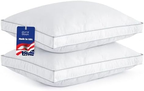 puredown® Made in USA Goose Feather Down Gusseted Pillows,100% Cotton Cover, Pillows Queen Size Set of 2, Hotel Pillow Luxury Gusseted Bed Pillows for Sleeping