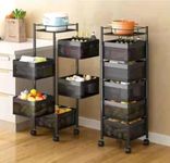 Well Set Metal Kitchen Trolley Kitchen Organizer Items and Kitchen Accessories Items for Kitchen Rack Square Design for Fruits & Vegetable Onion Storage Kitchen Trolley with Wheels (5 Layer)