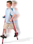 Geospace Adjustable Walkaroo Steel Stilts for Kids - Vert Lifters Indoor/Outdoor Play, Exercise, Steel Stilts for Adults- Up to 220 lbs, Height Adjustable Walking Stilts, Kids Stilts -Red