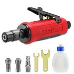 WORKPRO 1/4-Inch Pneumatic Straight Die Grinder, 25000RPM, Air-Powered Die Grinder for Grinding, Cutting, Polishing, Welding Repair, Deburring, 1/4" & 1/8" Collets Included