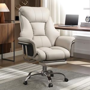 HDHNBA Big and Tall Office Chair 550 lbs Extra Wide Leather Executive Chair with Retractable Footrest, Heavy-Duty Ergonomic Chair, Adjustable Height Computer Gaming Chairs