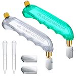 6 Pieces Grip Oil Feed Glass Cutters Pistol Glass Cutting Tools and 2-6 mm Replaceable Cutting Heads and Oil Reservoir for Glass Window Panes Mirrors Scoring Glass Bottles