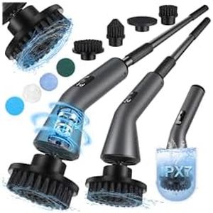 Electric Spin Scrubber, [IPX7 Waterproof] [Long-Lasting] 7 in1 Homtronics Power Scrubber, 400RPM, 2H Working Time,127cm Long Handle, Electric Cleaning Brush for Bathroom, Floor, Kitchen, Car-Black