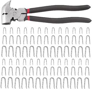 Tanstic 151Pcs 20mm 30mm 40mm Wire Fencing Staples Assortment Kit with Fencing Pliers, Fence Tools, Carbon Steel Wire Staples U Shaped Nails Fence Staple Nails U-Shaped Fasteners Nails U Staples